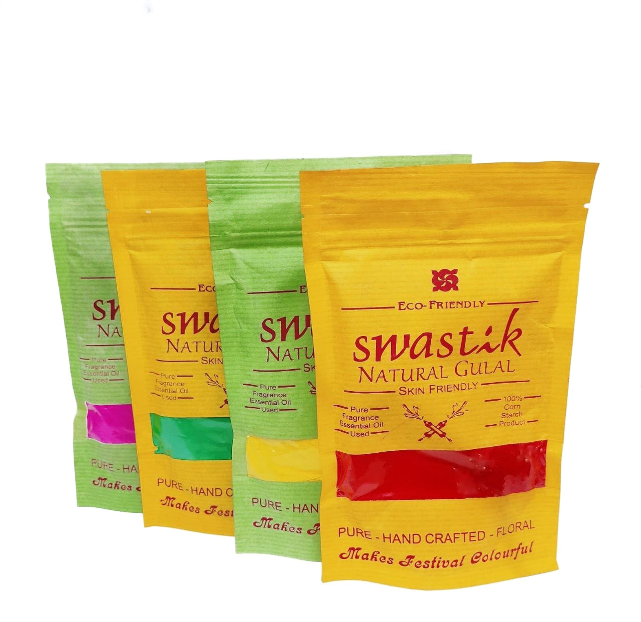 Swastik Natural Gulal – 100% Herbal & Skin-Friendly Holi Colors (Pack of 4)