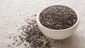 Bowl of dark chia seeds