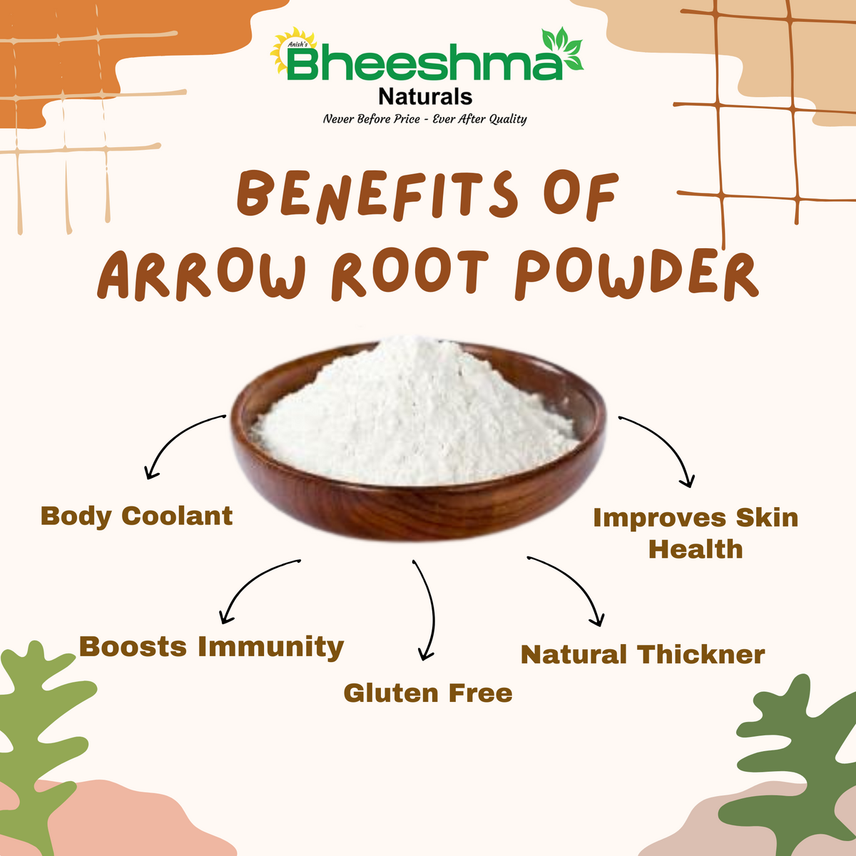 Arrow root powder bowl with fine white powder