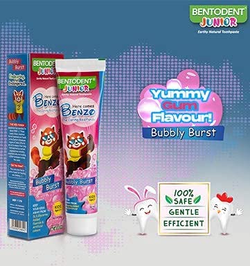 Kids bubble gum toothpaste set with tube and box, Bubbly Burst flavor
