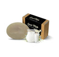 Goat milk soap gift set with round bar, box, small bottle and sprig