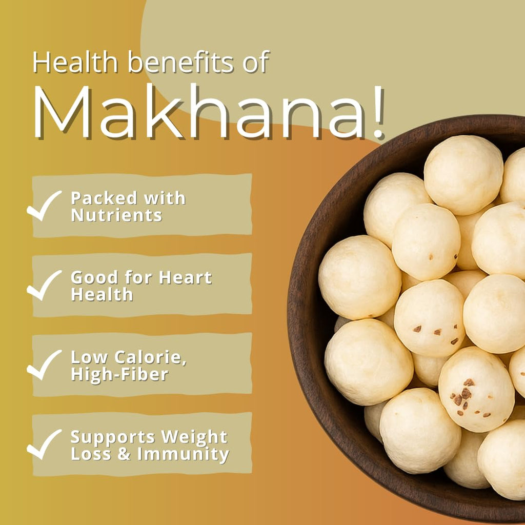 Bowl of whole lotus seeds (makhana) with nutritious kernels