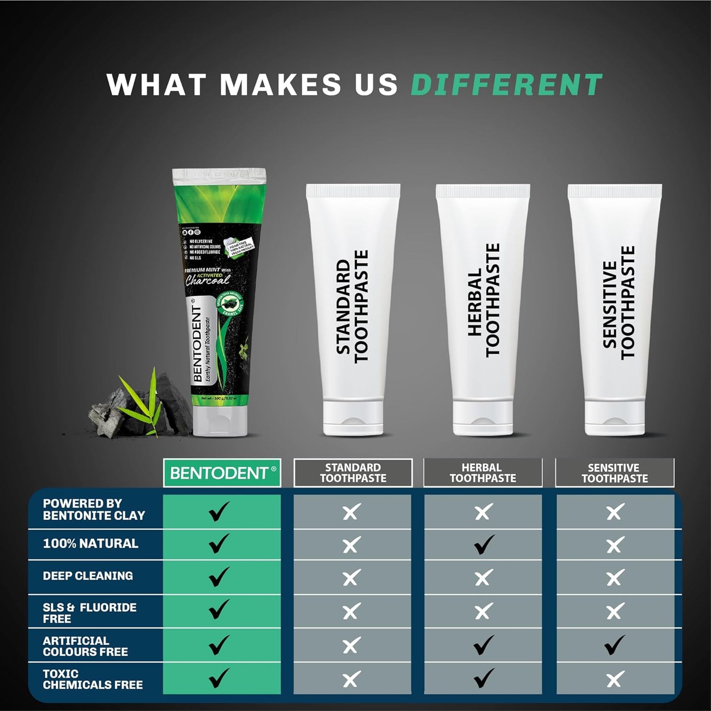 BENTODENT Activated Charcoal Toothpaste