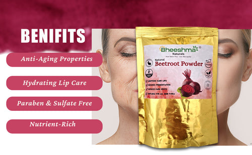 Beetroot powder pouch, golden bag with label for beetroot powder