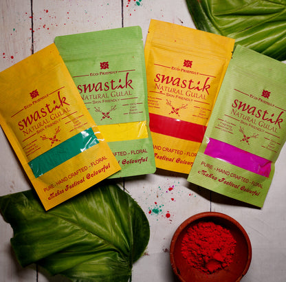 Swastik Natural Gulal – 100% Herbal & Skin-Friendly Holi Colors (Pack of 4)