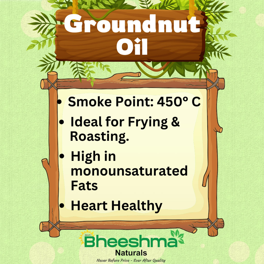 Groundnut oil panel with smoke point 450°C and frying & roasting notes
