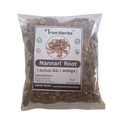 Nannari root herbal pouch with True Herbs label, dried pieces inside