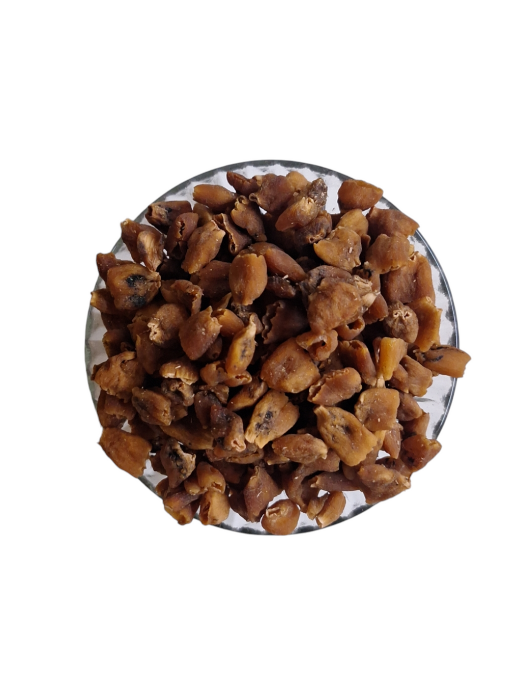 Bowl of dried mahua flowers, brown pieces