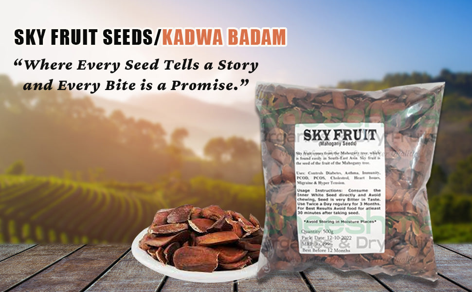 Stand-up bag of dry kadwa badam with almonds in a small bowl